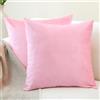 Encasa XO Encasa Homes Set 2 pezzi di coperture ammortizzanti in VELLUTO (40x40 cm), Rosa chiaro- semplici, resistenti, morbide e liscie, lavabili, a grandi quadrati decorativi, cuscino federa per divano, sofa
