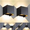 CANMEIJIA Lampade da Parete LED, 12W Applique da Esterno Impermeabile IP65, Luce Bianco Caldo 3000K, Applique da Parete Interno con Angolo di Illuminazione Regolabile,Nero,2 Pezzi