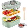 HNNJCK Reusable - Contenitore per il pranzo per adulti, con posate, per ufficio, scuola, senza BPA, verde
