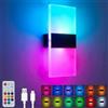 SURPALIG Lampada da parete a LED per interni, senza fili, RGB, batteria da 4000 mAh, senza collegamento di alimentazione, dimmerabile con telecomando, illuminazione da parete per corridoio, scale