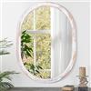 JJUUYOU Specchio ovale da parete con cornice in legno, specchio decorativo per bagno, soggiorno, ingresso, camera da letto, 50 x 40 cm, bianco rustico