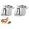 Strixorn 2PCS Infusore per tè Filtro da tè in Acciaio Inossidabile, Filtro Te Tazza Infusore, Filtro a Maglia Fine con Un Coperchio e Una Maniglia per tè Sfuso, Tisane, The Tazza Teiera Cucina