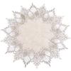 URROMA Centrino rotondo in lino, 40,6 x 40,6 cm, beige con bordo in pizzo, decorazione per tavolo da caffè, sala da pranzo e cucina (40 x 40 cm)