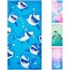 joyoldelf Telo Mare Squalo - 70x140 Cm Asciugamano da Spiaggia Microfibra Blu, Telo Spiaggia per Ragazzi Ragazzo, Asciugatura Rapida Telo Doccia Bambini per Campeggio Spiaggia Piscina Viaggio