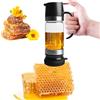 WANDGU Dispenser di miele in vetro antigoccia: 300 ml, vaso per miele con maniglia, dispenser per sciroppo, contenitore per miele rimovibile, coperchio superiore e inferiore rimovibile per miele,
