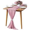 Bamboopack - Runner da tavola in chiffon con rose polverose, 60 x 250 cm, in chiffon trasparente, per matrimoni, tovaglia rettangolare da cucina in chiffon