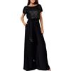 Generico Tuta Donna Elegante Cerimonia 2 Pezzi Completi di Pantaloni Con Tasche Taglie Forti Playsuit Moda Vestito Senza Manica Sexy Completi Baggy Tinta Unita Tailleur Curvy da Sera Interi