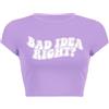 Woxlica E Girl Clothing - Top corto estivo con stampa grafica per ragazze adolescenti, 14 Bad Idea Viola, S