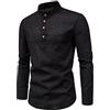 FAWHEWX Camicia da Uomo in Cotone e Lino a Maniche Lunghe Henley Casual Etnica abbottonata Slim Fashion Henley Colletto alla Coreana Camicia da Uomo a Maniche Lunghe(Un bianco/4XL)