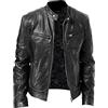 Generic Giacca da Uomo in Pelle con Colletto alla Coreana Autunno e Inverno Giacca da Motociclista in Ecopelle con Zip a Maniche Lunghe Giacca 14 Anni Ragazzo (Black, M)
