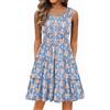 Hotouch Vestito Estivo Donna Abito Senza Maniche da Mare Spiaggia Girocollo Bottoni Abito Casual con Tasche Boho Chic Dresses Vestiti Eleganti Blu/Rosa S