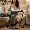 FurnitureR Tavolo regolabile per computer portatile, 53 x 37,5 x 70,5 cm, tavolino pieghevole con portabevande, 3 angoli di inclinazione, nero