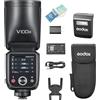 GODOX V100S Camera Flash per Sony, V100-S 100Ws TTL HSS 1/8000s Touch Screen Speedlite, Tempo di Riciclo 1,7s, 2,4G Wireless, Testa Rotonda Speedlight con Flash Esterno Rimovibile SU-1