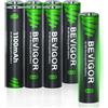 BEVIGOR 8 Batterie Ricaricabili AAA 1100mAh 1.2V, Batterie NiMH AAA Ad Alta Capacità, Precariate