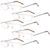 Eyekepper 5 Paia Occhiali da Lettura in Metallo Resistente Uomo Donna Lettori Rettangolare Colore Oro Diottria 3.00