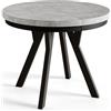 AlpiMeble Tavolo da pranzo rotondo EVO, tavolo allungabile, diametro: da 100 cm a 200 cm, tavolo da soggiorno colore: grafite, con gambe in legno di colore nero