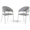 SIEDITI FUORI E DENTRO Set di 2 sedie poltroncine imbottite in velluto moderne per sala da pranzo o cucina con gambe in metallo Lea (Gambe Argento, Velluto Grigio Chiaro)