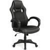 BAKAJI Sedia Sportiva Poltrona Direzionale da Ufficio 4 Ruote Girevole 360° Modello Racer Gaming Design Extra Lusso in Ecopelle Nero e Tessuto (Nero)