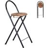Liink1Ga Set di 2 sgabelli da bar pieghevoli con schienale, sgabello pieghevole, per interni ed esterni, cucina, bar, campeggio, 55 cm, schienale aperto, marrone e nero