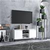 Pxznbe Tavolo Porta TV Bianco 103,5x35x50 cm Legno Multistrato Stanza Mobile Porta TV con 2 Ripiani e 2 Scomparti Stile Industriale Supporto TV Soggiorno con Quattro Gambe in Metallo