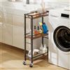 MAHANCRIS Carrello Sottile a 3 Ripiani, Carrello da Cucina Stretto con Ruote, Pratico Carrello Portaoggetti, Scaffale da Cucina in Legno, per Spazi Ristretti in Sala da Pranzo, Bagno ARCHR1501Z