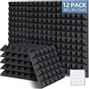 Ohuhu Pannelli Fonoassorbenti 12 Pezzi con Adesivi, Ohuhu Pannello Fonoassorbente 30 x 30 x 5 cm, Insonorizzazione Stanza Pannelli Insonorizzanti per Podcasting, Studi di Registrazione, Uffici, Home Studio