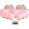 Hye-eun Set di 7 campane tibetane in cristallo di quarzo rosa, 432 Hz, 17,8-30,5 cm, per yoga, meditazione, guarigione, con borsa per il trasporto