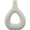 DRW Vaso da Tavolo con Un Foro in Ceramica Tono Crema Ruvida, Medidas: 19x6x26cm