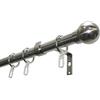 Gardinia Kit per bastoni per Tende, Binario Singolo, Sfera, Kit Completo, incl. Kit di Montaggio, Lunghezza: 160 cm, Ø 19 mm, Metallo, Colore Acciaio Inox