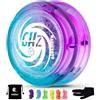YOSTAR D1 GHZ - Yoyo semplice con glitter per bambini e principianti, giocattolo Jo-Jo per 2A trucchi, incl. 6 corde di ricambio, guanto, borsa (viola verde)