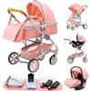 GLOKID Passeggino 3 in 1,Passeggino Canne,Trio,Con Seggiolino Accessori,Adattatori universali,Passeggino Bambino fino a 25 kg,4 ruote con ammortizzatori, navicella, ruote grandi, pieghevole con un