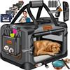 Lovpet® Trasportino per Cani - Box per Cani Pieghevole incl. Borsa per Il Trasporto e Ciotola - Cani e Gatti - casetta per Il Trasporto di Animali Domestici, Antracite, M