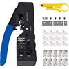 MAYLINE-TECH MAYLINE RJ45 CAT7 CAT5 Cirmpatura per Cavi di Rete Pinza Crimpatrice Passanti Strumenti Kit Crimpare Professionali Manutenzione Ethernet LAN Tester del Cavo Strumenti di Riparazione(Giallo)