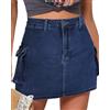 Vetinee Gonna cargo da donna a vita alta, pantaloni corti Y2K, Blu scuro, L