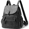 DEEVORCA Zaini da Donna Elegante Zaino Femminile Zaino Scolastico Coperchio Ribaltabile Zaino Per IPad da Donn Vacanza Turismo Zaino a Spalla Doppia da Donna Impermeabile PU Pelle Grigio