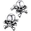 FaithHeart Gemelli Teschio per Camicia Abito Uomo Stile Vichingo Tecnologia di Rilievo 3D Rune in Argento/Nero Vintage Lucidatura Manuale Regalo per Lei Padre Ragazzi