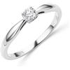 MIORE Anello Donna da Fidanzamento con Diamante, Anello con Solitario, in Oro Bianco Massiccio 375 da 9K con Diamante Solitario 0.15ct, Anello Matrimonio con Castone 4 Griffe con Custodia Portagioie