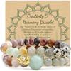 Bivei Bracciali di cristallo Donna 8 mm naturale Reiki Semi Precious Gemstone Chakras Bracciale Stretch con Charm Lotus (17cm Creatività e Bracciale Armonia)