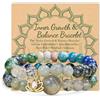 Bivei Bracciali di gemme naturali Verde Cristallo e pietra Chakra Beaded Stretch Bracciale 8mm Reiki Semi Precious Bead Lotus Charm Gioielli Regali Bracciali per le donne (Verde)