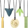 CLDY Catenina da masticare per bambini, 5 pezzi, collana sensoriale da masticare, ciondolo da masticare, anello da dentizione in silicone senza BPA, giocattolo per autismo, per ragazzi e ragazze