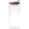 HOME DECO FACTORY, KA0262, Barattolo in Vetro con Coperchio in Acacia, Design Elegante per la Cucina, conservazione ottimale degli Alimenti, Facile da Pulire, H 23 cm, Trasparente, Marrone