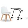 FurnitureR 2 pezzi - Set di mobili per bambini, piccola sedia da pranzo bianco e tavolo pieghevole portatile, altezza e angolo da tavolo regolabili, versatile per la sala giochi a casa