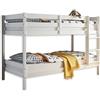 Stella Trading Moritz, Letto a castello elegante con scala e 2 reti da 90 x 200 cm, per bambini, salvaspazio, legno di pino massiccio, bianco, 97 x 140 x 207 cm, pino bianco