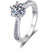 StarGems 3ct Moissanite 935 Silver Platinum Plated&Zirconia Banda Classica Sei punte Squillo B4551-3ct-15.25