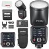 Godox V100 N V100N 100 Ws TTL - Flash a testa tonda agli ioni di litio per fotocamera Nikon, 400 flash Full Power, tempo di riciclaggio 1,7 s, SU-1 Sub Flash, One-Tap Pairing con X3, flash touch