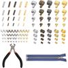 DELAESI 100 Pezzi Set di Riparazione con Chiusura Lampo Cerniera di Ricambio Kit Riparazione Cerniere Lampo con Pinze per Installazione Metallo Lampo Riparazione Kit per Giacca Jeans Cucito