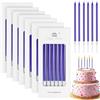 Annickee 42 Pezzi Candele Compleanno, Candeline Lunghe e Sottili, Supporti per Candele, Decorazioni Torta (Blu)