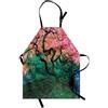 ABAKUHAUS Giapponese Grembiule, Red Foglia d'Acero in Giardino, Comodo per la Cucina Unisex con Collo Regolabile per Cucinare Cuocere Arrostire e Giardinaggio, Verde