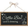 CREATCABIN Targa in Legno da Appendere per Bar caffè Targa in Legno per Decorazione della Porta D'Ingresso Targa in Legno Rustico in Legno Nero per Fattoria Placca Decorativa da Appendere 30x15cm