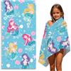 FEELJAM Telo mare da bambina sirena per bambini, asciugamano 70 x 140 cm, in poliestere, telo da spiaggia